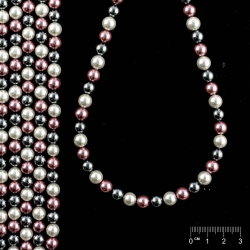 Rang Cœur de coquillage perles recouvertes blanc-rose ancien-anthracit