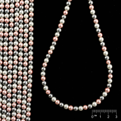 Rang Cœur de coquillage perles recouvertes blanc-rose-gris argenté