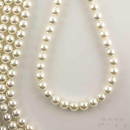 Rang Cœur de coquillage perles recouvertes blanc boule