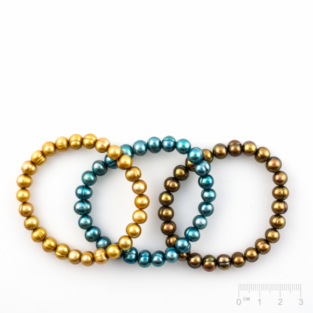 Bracelet Perles de culture d'eau douce or, cuivre, bleu