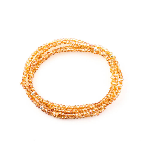 Bracelet 4-fois élast verre mandarine métallisé rondelles facettés