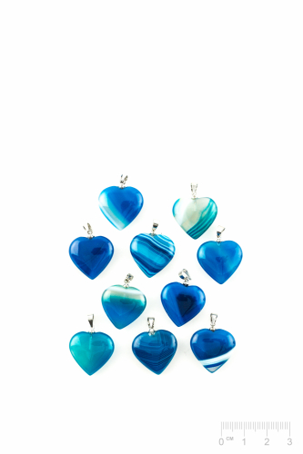 Pendentif Agate bleu teinté cœur 20mm