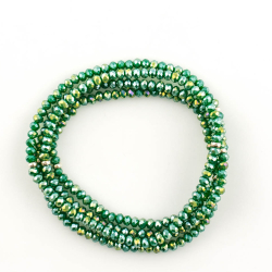 Armband 4-fach Elast Glas grün métallisé Rondellen facettiert,
