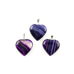 Pendentif Agate violet teinté cœur 20mm
