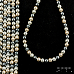 Rang Cœur de coquillage perles recouvertes mix blanc-crème-anthracite boule