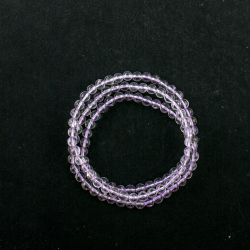 Armband 3-fach Elast Lavendel Amethyst hell Kugel