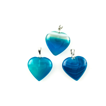 Pendentif Agate bleu teinté cœur 20mm