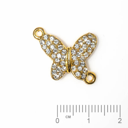 Metallteil goldfarbig Schmetterling 24x18mm mit Strass
