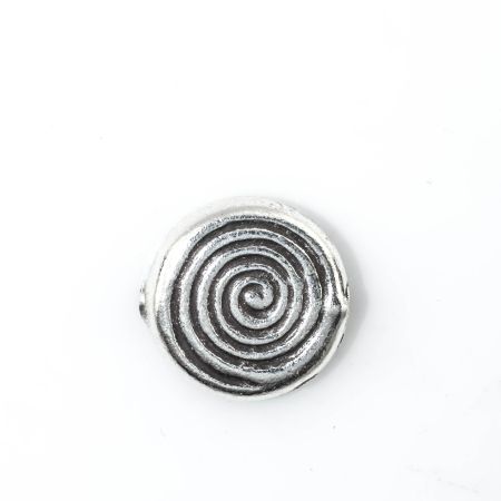 Silberteil 925 Zwischenteil patiniert Disc flach mit Spirale ca. 15mm
