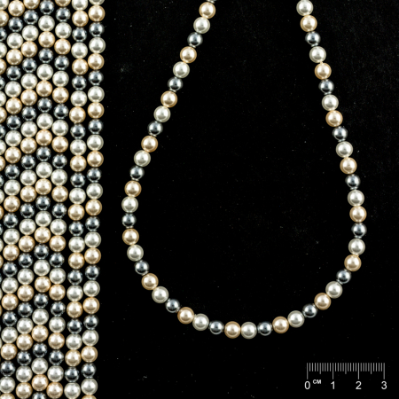Rang Cœur de coquillage perles recouvertes mix blanc-crème-anthracite boule