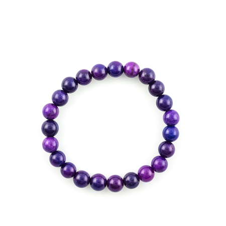Bracelet Serpentine teinté en violet sugilite boule