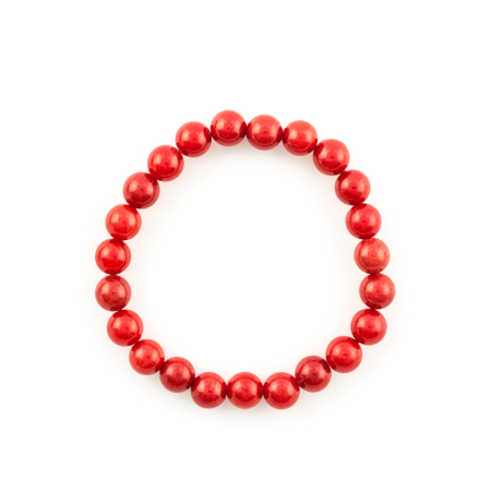 Bracelet Serpentine teinté en rouge corail boule