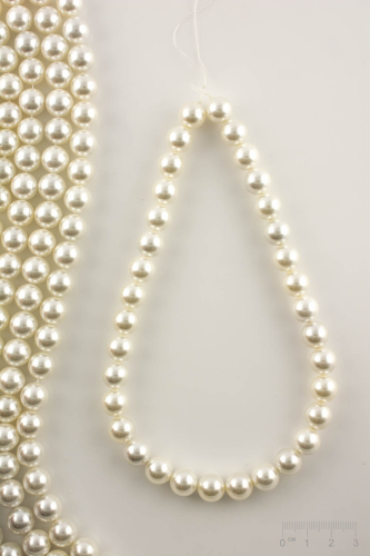 Rang Cœur de coquillage perles recouvertes blanc boule