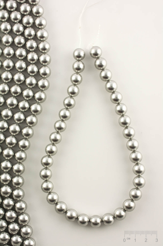 Rang Cœur de coquillage perles recouvertes gris argenté