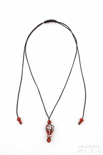Chaîne dZi-Beads 'Wave' Agate rouge <strong>mat</strong>,