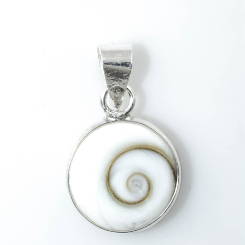 Pièce en argent 925 pendentif coquille Shiva rond 10mm