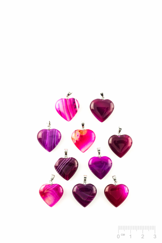 Pendentif Agate rose fuchsia teinté cœur 20mm
