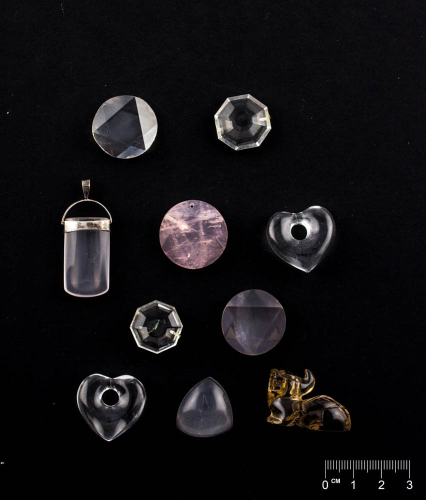 Steine geschliffen, diverse Steine & Glas