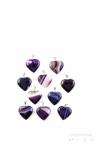 Pendentif Agate violet teinté cœur 20mm