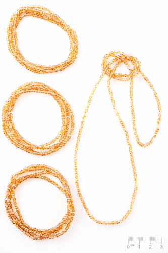 Bracelet 4-fois élast verre mandarine métallisé rondelles facettés