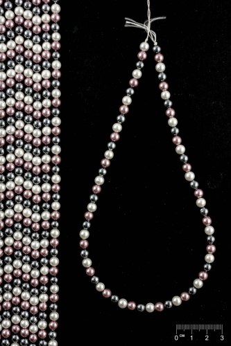 Rang Cœur de coquillage perles recouvertes blanc-rose ancien-anthracit