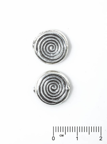 Silberteil 925 Zwischenteil patiniert Disc flach mit Spirale ca. 15mm