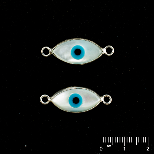 Silberteil 925 Perlmutt Schiffli 'Blaues Auge' 20x7.5mm,