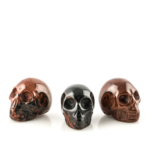 Crâne sculpté Obsidienne acajou env. 25x17mm