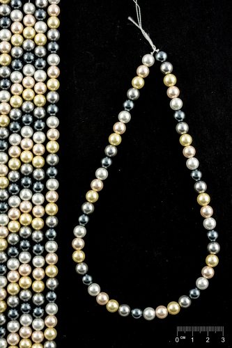 Rang Cœur de coquillage perles recouvertes mix blanc-crème-jaune-gris