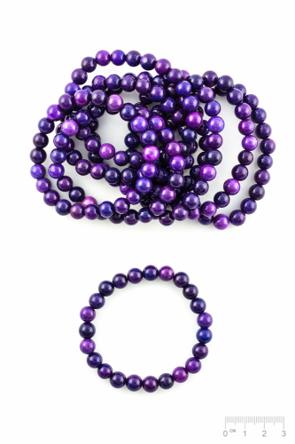 Bracelet Serpentine teinté en violet sugilite boule