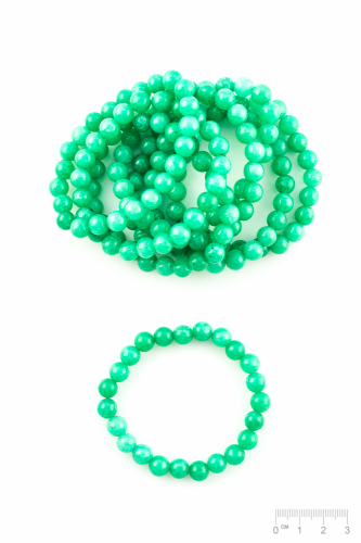 Bracelet Serpentine teinté en vert chrysoprase boule